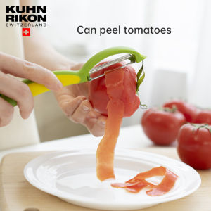 KUHN RIKON Vegetable Peeler Fruit Peeler Peel Potato Tomato Apple Ergonomic Handle I-Shaped Peeler Swiss Design