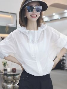 เสื้อแจ็คเก็ตกันแดดแบบบางมีฮู้ดพร้อมซิปคู่สำหรับผู้หญิง เสื้อคลุมกันหนาวแบบลำลอง ทรงสั้น แฟชั่นฤดูร้อน 2024
