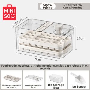 Food Grade Press Ice Cube Tray with Lid Storage Box Home Kitchen Utensils Mini Ice Maker Mold Clear Plastic BPA Free