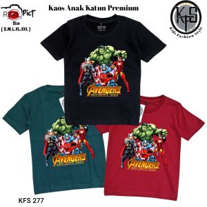 KFS 277 Kaos Avengers Infinity War Anak Laki Laki Hero Spiderman Hulk Kapten Amerika Iron Man