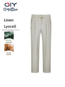 GYgoldlion | Casual Versatile Straight Trousers Linen Tencel Long Pants