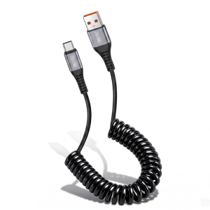 Cáp Sạc Nhanh NNBILI 66W USB A Sang Type C Dạng Lò Xo Dùng Cho Ô Tô Dành Cho iPhone 16 17 Pro Điện Thoại Huawei Chất Liệu TPE/TPU Nhỏ Gọn
