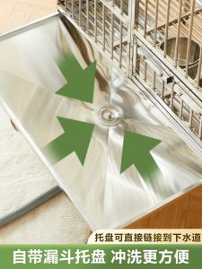 Stainless Steel Dog Crate Small Medium and Large Dogs Indoor Pet Cage Sewer Tray with Toilet Funnel