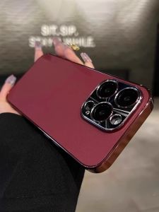 Luxurious Electroplated Leather Phone Case for Apple 17Promax with Lens Film 16Promax 15PM New Style Simple Men Women Protection