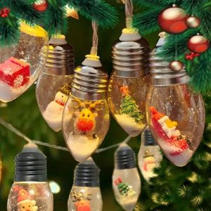 59.06inch 10 Lights 3m 20 Lights Christmas Tree Santa Claus Snowman Bulb Decoration String Lights Battery Powered (No Plug)