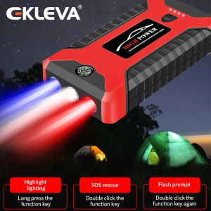 EKLEVA 12V Car Jump Starter Power Bank Portable Car Battery Booster ChargerStarting Device Auto Emergency Start-up Lighting