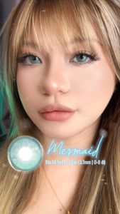 Lens xanh dương Mermaid thương hiệu Angel Eyes | Dia 14.5mm | GDia 13.7mm | Độ cận 0-8