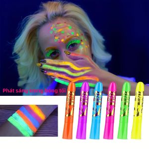 Bộ Vẽ Mặt Phát Sáng UV Neon 6 Món Phát Sáng Trong Bóng Tối Có Thể Giặt Được Tan Trong Nước Bộ Trang Điểm Phát Sáng Dưới Ánh Đèn Đen Dành Cho Tiệc Tùng Và Sự Kiện