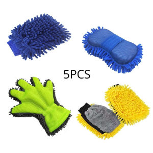 Chenille Car Wash Gloves Microfiber Wipe Sponge Scratch Free Double-Sided Coral Velvet Uses For Car Cleaning Tool