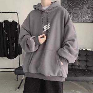 เสื้อฮู้ดฮิปฮอปอเมริกันหนาสำหรับผู้ชาย ฤดูใบไม้ร่วง/ฤดูหนาว เสื้อคลุมกันหนาวแบบหนา เสื้อคลุมกันหนาวแบบมีฮู้ด วัสดุอื่นๆ สวมใส่สบาย