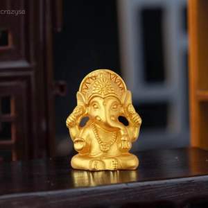 Mini Dashboard Golden Lucky Ganesha (also Suitable as return gift for wedding or Nalungu)