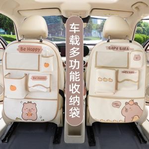 Capabala Car Storage Hanging Bag Car Seat Back Shelf Backrest Multi-Functional Tissue Box Anti-Kick Pad