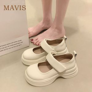 Solid Wedge Shoes for Womens Casual and Versatile 5cm High Thick Soles New Summer Comfortable Mary Jane Shoes