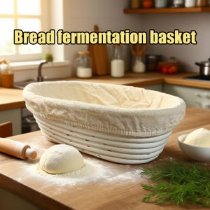 Bread Proofing Basket Oval Natural Rattan Fermentation Basket With Cloth Liner Kitchen Baking Tool