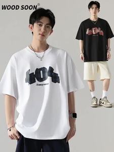 Wood soon | Retro Check Letters Short Sleeve T-shirt