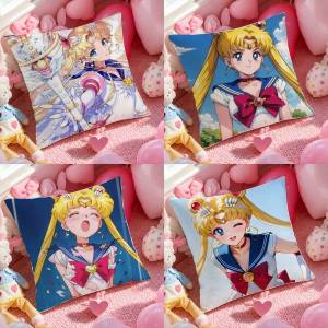 Bandai | Sailor Moon Sailor Saturn Anime Plush Pillow Cover Soft Short Plush Cushion Cover For Sofa Bedroom Home Decor Gift Decoration