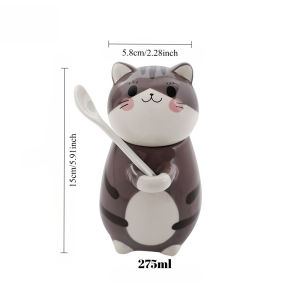 Cat-themed ceramic mug with lid and spoon coffee mug milk mug student water bottle cute cup cups cups and mugs ceramic mug
