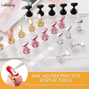 Lusluking Acrylic Nail Display Holder With Base Showing Shelves Nail Practice Stand Fake Nail Tips Training Applicator Stand
