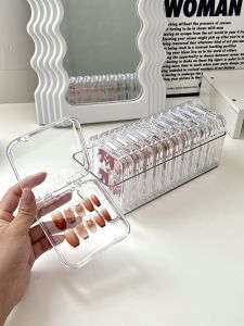 Wear Armor Storage Box Acrylic Transparent Plastic Dustproof Nail Sticker Packaging Collection Box Rectangular Storage Basket