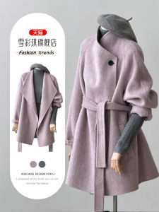 Winter Womens High Fashion Woolen Coat And Base Shirt Set Two-Piece Ensemble Korean Style Meticulousness And Sophistication