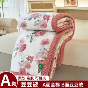 Thickened Pure Cotton Bean Flannel Blanket Warm Heating Four Seasons Universal Duvet Core for Single Person Summer Cool Use