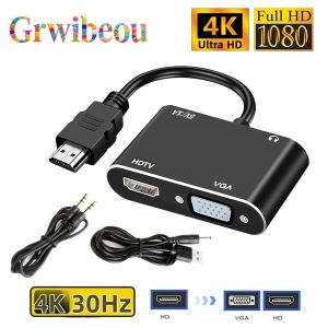 Bộ Chuyển Đổi 2 Trong 1 HDTV VGA+HDTV 4K 30HZ Dành Cho Máy Tính Để Bàn Máy Tính Xách Tay Màn Hình Máy Chiếu - Plug And Play Tương Thích HDMI