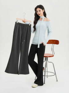 SANFU | Tie Belt Waist Slimming Flared Trousers