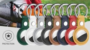 For AirTag phone case leather holder shock resistant protective case for AirTag key finder phone case with keychain