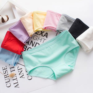 Pure Cotton Triangle Panties mid Low Waist Underwear for Girls Seamless Solid Color Simple Design Comfortable Briefs