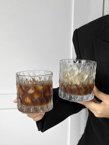 Retro Style Large Capacity Whiskey Glass Ice Hockey American Coffee Drink Cup Transparent Glass round Shape for Everyone