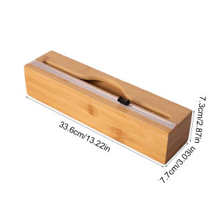 1pc Kitchen Wrap Dispenser With Foil & Cling Film Cutter Box Bamboo Fresh Bag Cutting Holder Trash Bag & Plastic Bag Wooden St