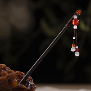 Red Festive Chinese Style Hairpin Court Tassel Hairpin Retro Hanfu Qipao Hair Accessories Womens New Year Traditional Hair Ornament