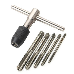 T-Handle Wrench M3 M4 M5 M6 M8 Hand Tap Reamer Thread Tapping Tool Set Adjustable Machine Screw Thread Tapping Drill Bit