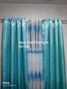 sylvia satin standard size 80 inches 6.6ft 3 in1set & per pc ring curtain window