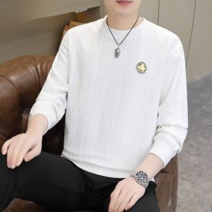 HENGYUANXIANG | Casual Long Sleeve Round Neck Mens T-Shirt Base Layer Shirt Youth Trendy Sweatshirt Premium Polyester Spandex Blend Autumn Wear