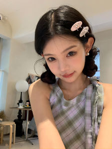 [Peach Tea] Strawberry Multi-Layer Bows Small Hairclip Female Bang Clip Hair Clip Side Clip Headdress Sweet Hair Accessories