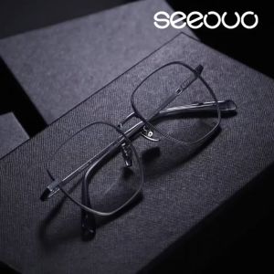 Seeouo Frame Kacamata Model Kota Simple Stylish Bisa Minus Antiradiasi Blueray Photocromic Bahan Titanium Ringan dan Kokoh 61004