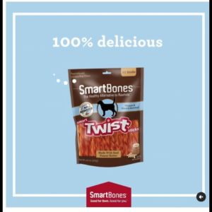 SmartBones Smart Twist Sticks Chicken/Peanutbutter (50Sticks)