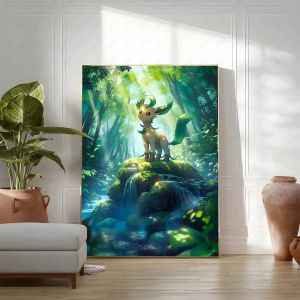BILIBILI | Pokemon Mega Evolution Tranh Canvas Không Khung HD Nghệ Thuật Treo Tường Anime Poster Chống Nước In Cho Phòng Ngủ Trang Trí Phòng Khách