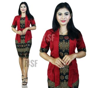 Terlaris !!! Stelan Kebaya Elnira atasan blouse dan rok span pendek batik wanita tersedia M. L. XL. XXL.