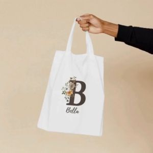 Personalized Tote Bag Monogram Name Canvas Bag | Custom Tote Bag Perfect Holiday Gift & Everyday Use