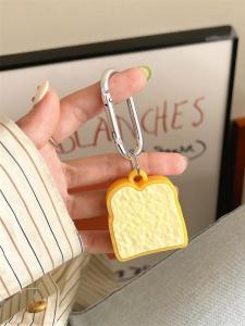 Creative Toast Bread AirTag Protective Cover Silicone Anti-Loss Device Soft Shell Personalized Anti-Fall Digital Accessories