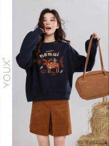 YOUXIANG | Áo Hoodie Dày Lót Nỉ Vintage cho Phụ Nữ