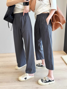 กางเกงขายาวทรงตรงลำลองสำหรับผู้หญิงในช่วงฤดูร้อน กางเกงขายาวทรงตรงบางๆ ทรงสลิมฟิต กางเกงขายาวทรงตรงสำหรับผู้หญิง