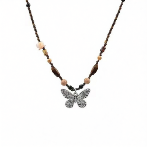 Kancai New Chinese Style Retro Butterfly Beads Necklace Women Fashionable Versatile Accessory Unique Design Clavicle Chain