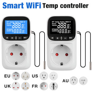 Tuya WiFi Thermostat Switch EU US UK FR AU Plug Temperature Controller Socket AC110-240V Timer Outlet LCD Thermometer Regulator
