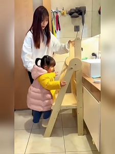 SG-Stock Montessori Learning Tower Childrens Ladder Foldable Kids Kitchen Anti-drop Stool Height Adjustable