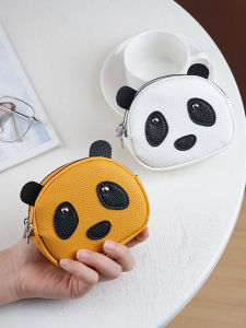 Cute Panda Design Double Zipper Coin Purse Womens Wallet Key Holder Youth Fashion Hard Shell Synthetic Leather Wallet