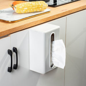 Wall-Mounted Tissue Box Kitchen Home Use Napkin Holder Storage Box Rectangular Plastic No-Punching Needed Bathroom Organizer