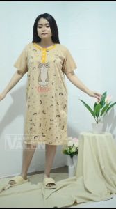 Baju tidur daster kaos wanita standart kancing 3 kantong 1 babbydoll bahan kaos tebal Kucing Meoh